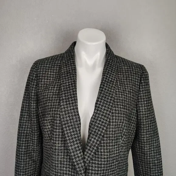 J. Crew Parke Houndstooth Wool Blazer Black Gray Size 12 - Picture 9 of 14